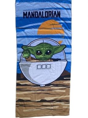 Star Wars The Mandalorian Blue, Green, Yellow Beach Towel
